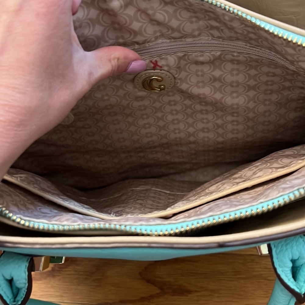 Charming Charlie Pretty Aqua Blue Shoulder Bag with Three compartments! ๐บ - Picture 9 of 10